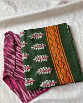 Cotton saree and blouse combo