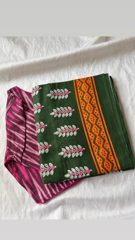 Cotton saree and blouse combo