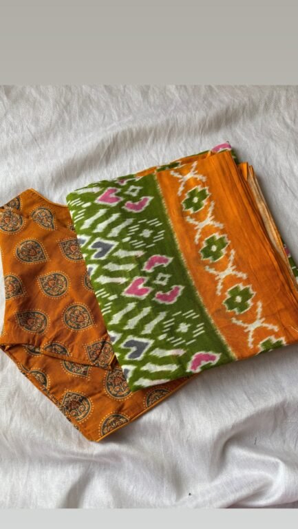 Cotton saree and blouse combo