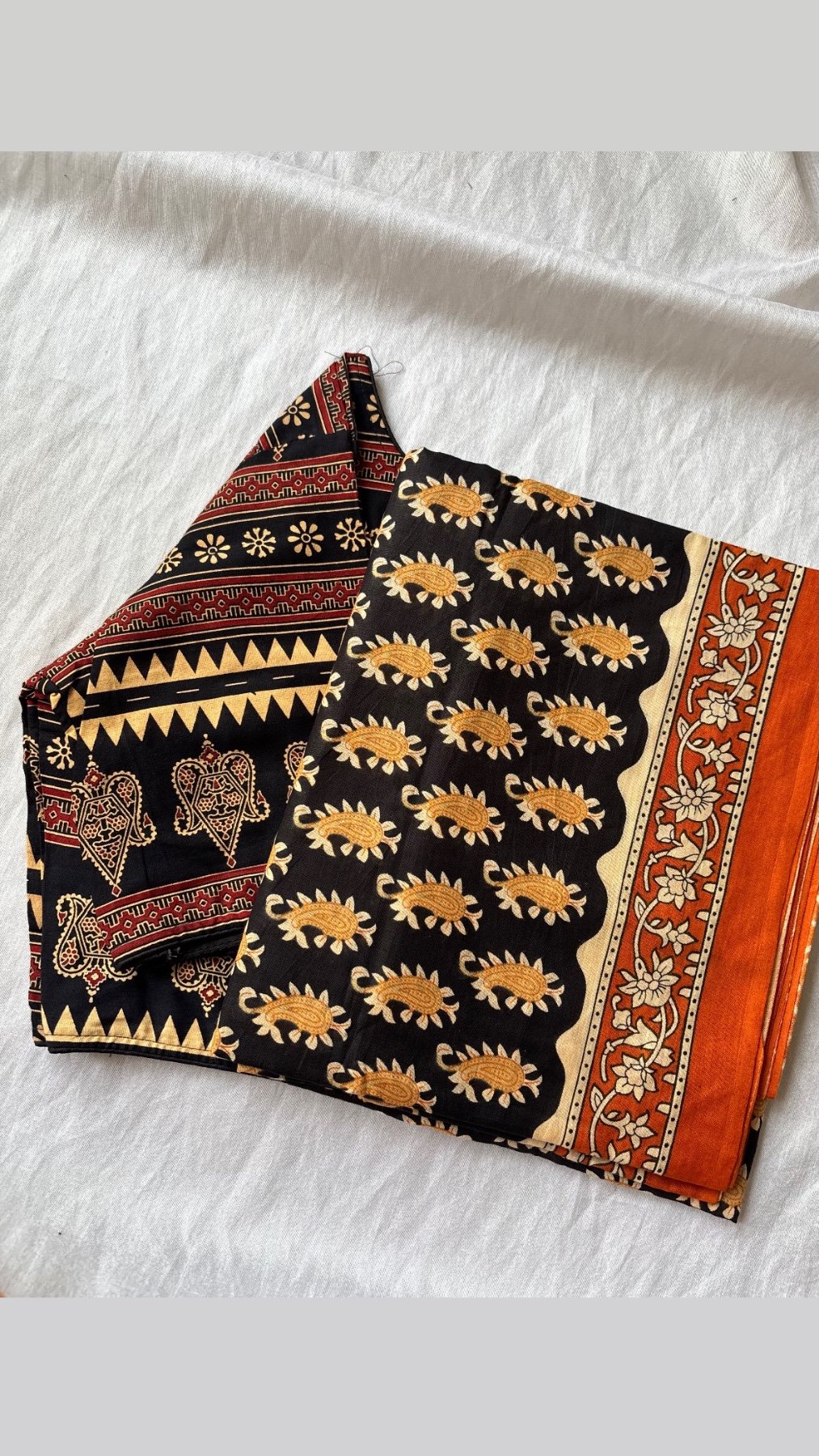 Cotton saree and blouse combo
