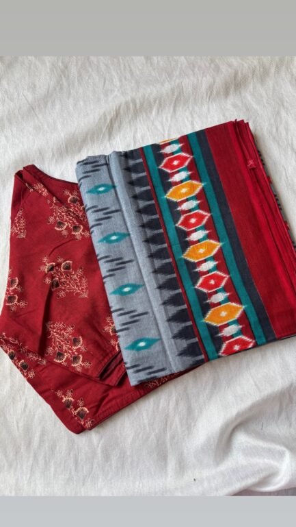 Cotton saree and blouse combo
