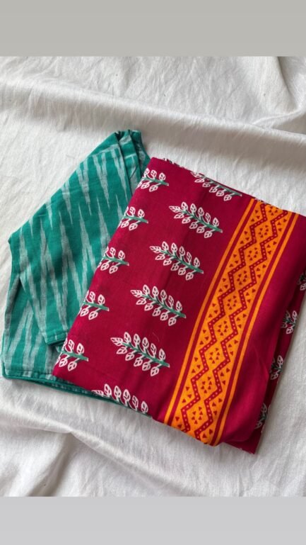 Cotton saree and blouse combo