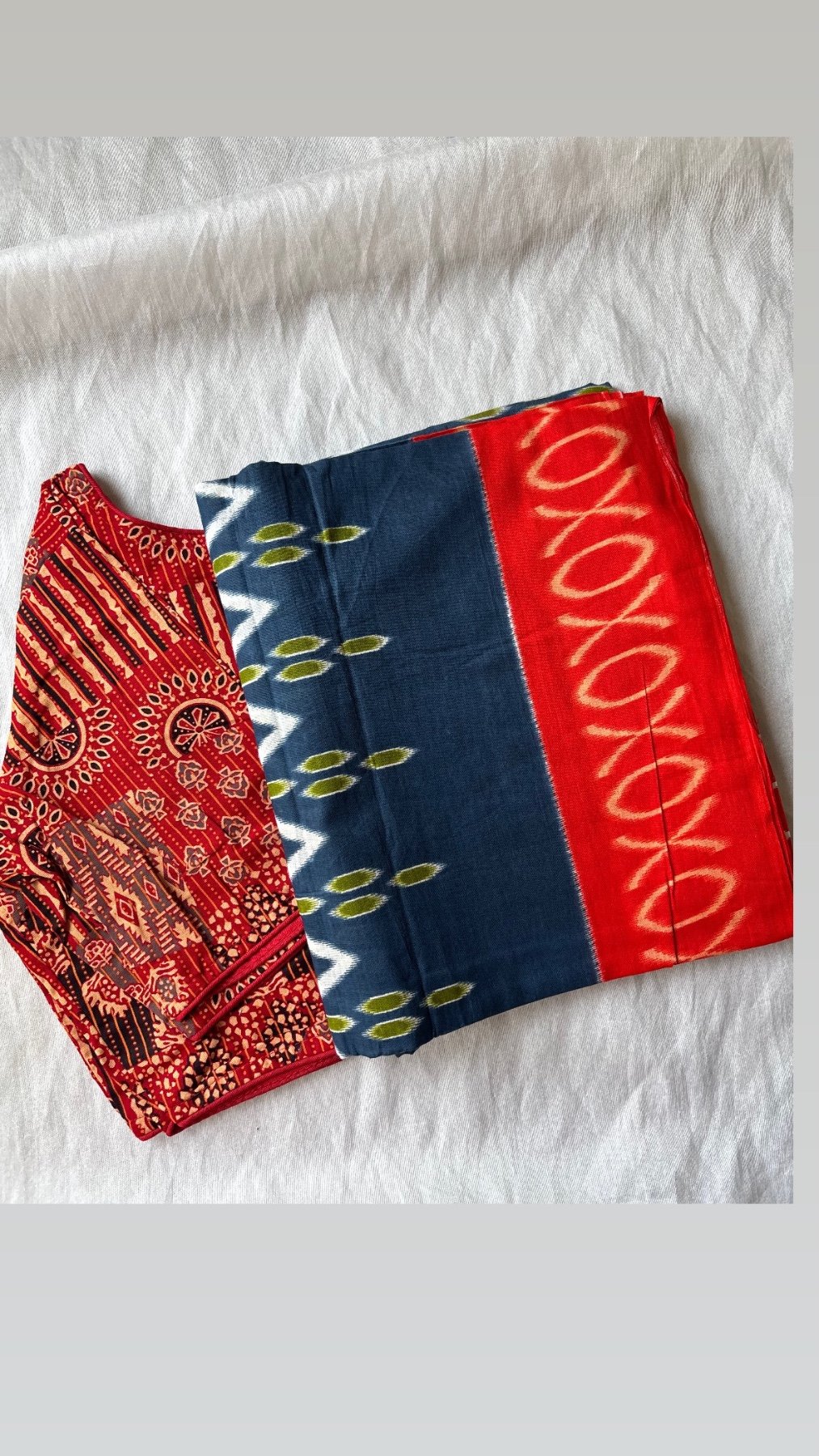 Cotton saree and blouse combo