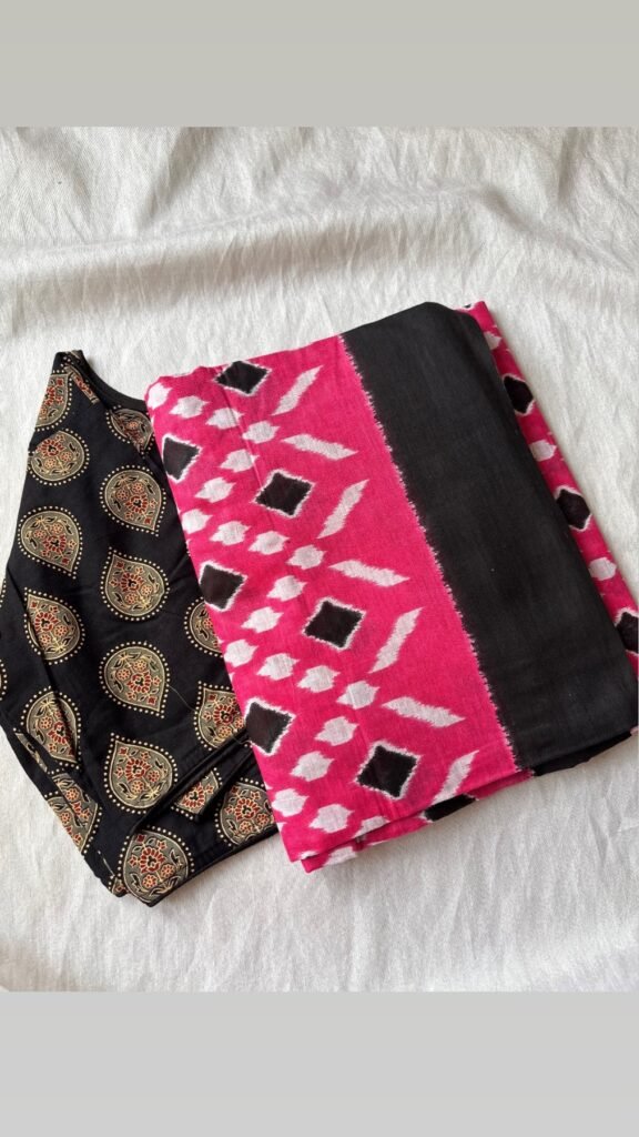 Cotton saree and blouse combo