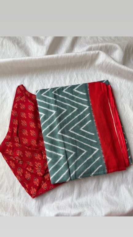 Cotton saree and blouse combo