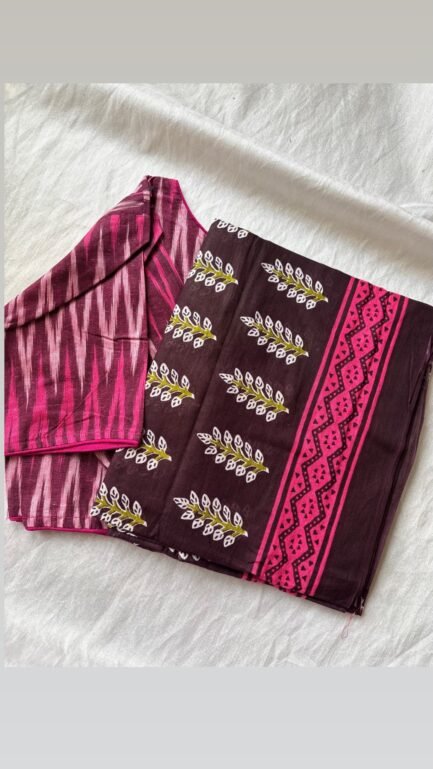 Cotton saree and blouse combo
