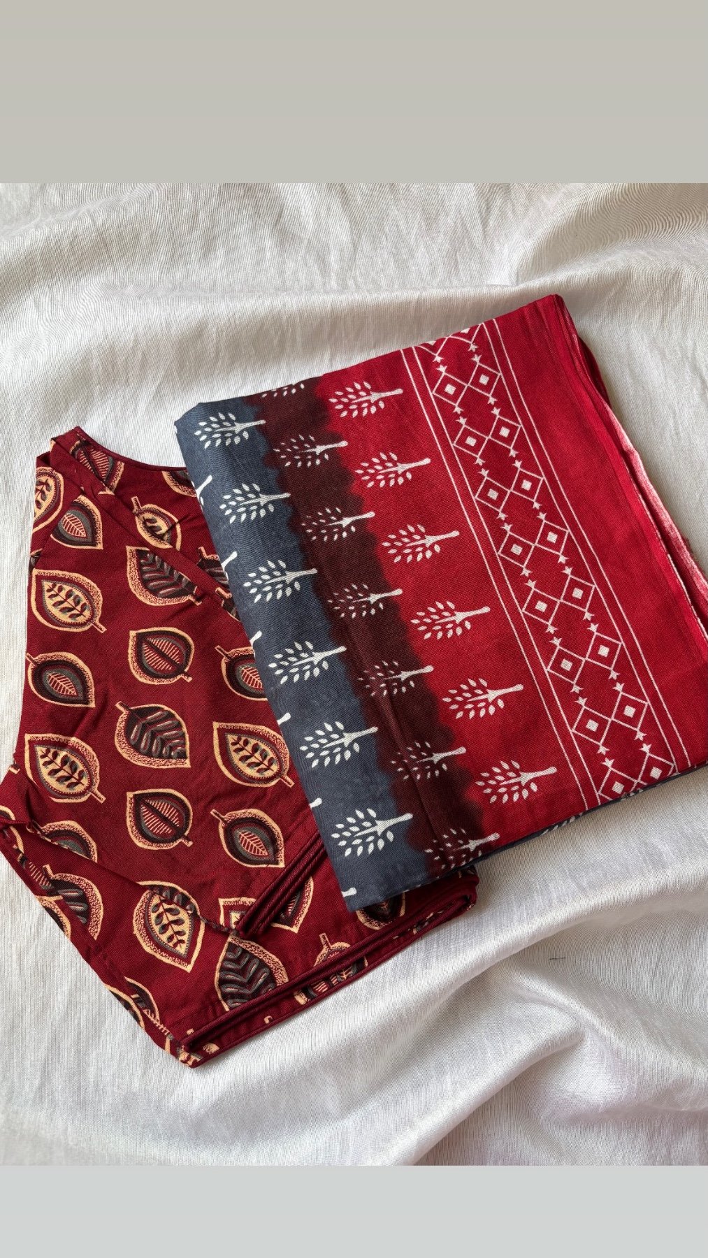 Cotton saree and blouse combo