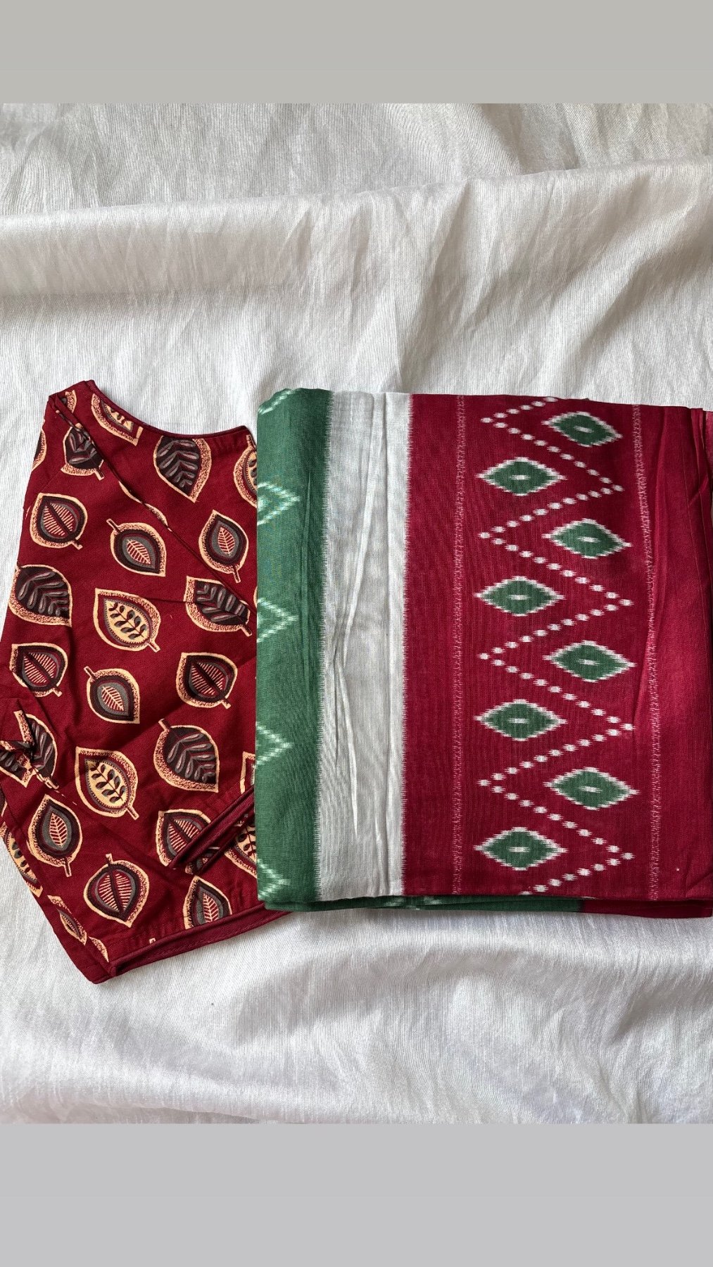 Cotton saree and blouse combo