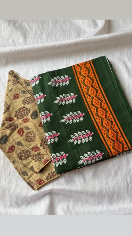 Cotton saree and blouse combo