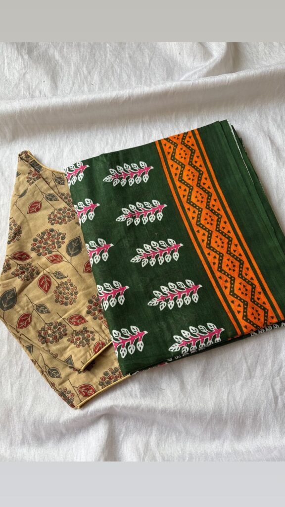 Cotton saree and blouse combo