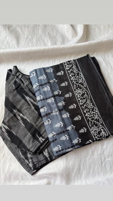 Cotton saree and blouse combo