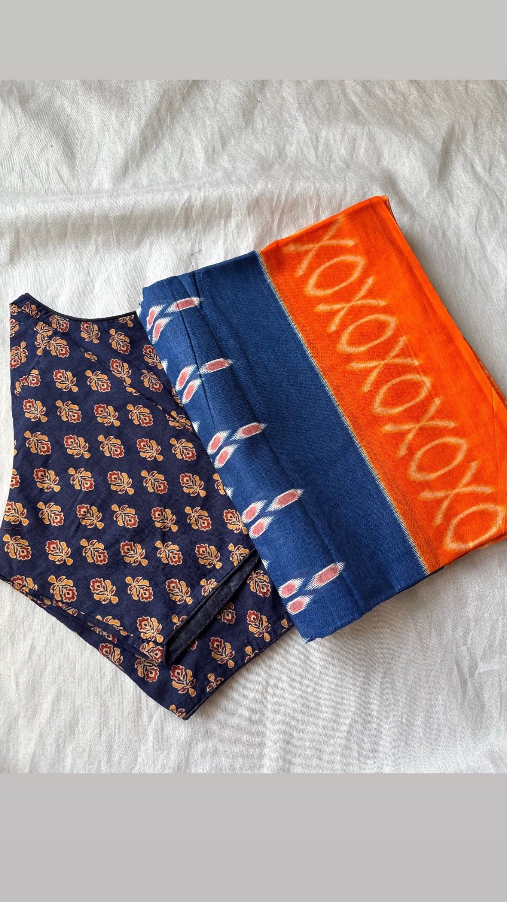 Cotton saree and blouse combo
