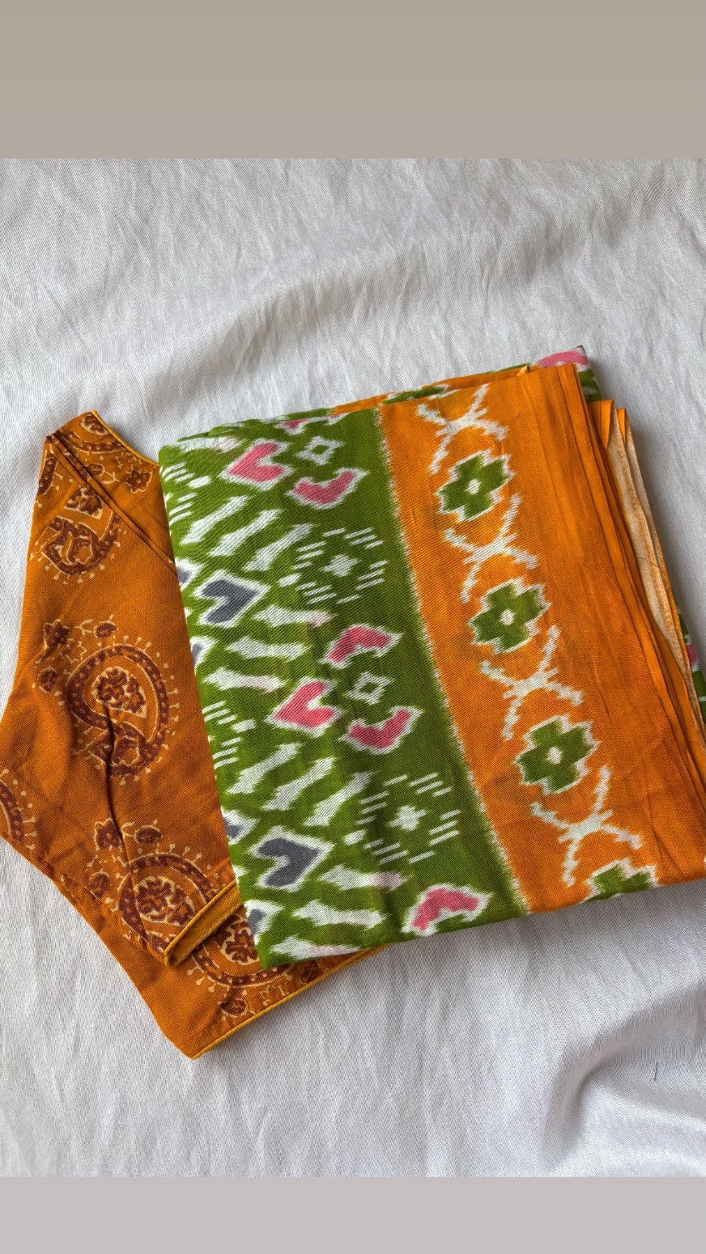 Cotton saree and blouse combo
