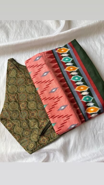 Cotton saree and blouse combo