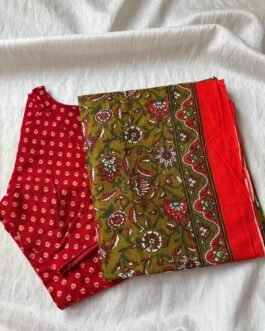 Cotton saree and blouse combo
