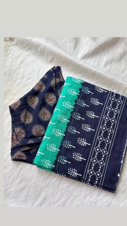 Cotton saree and blouse combo