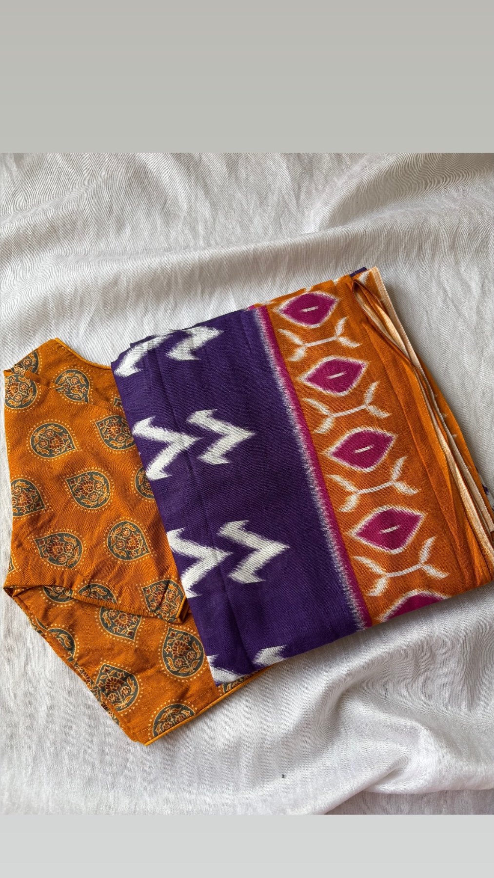 Cotton saree and blouse combo