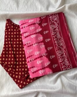 Cotton saree and blouse combo
