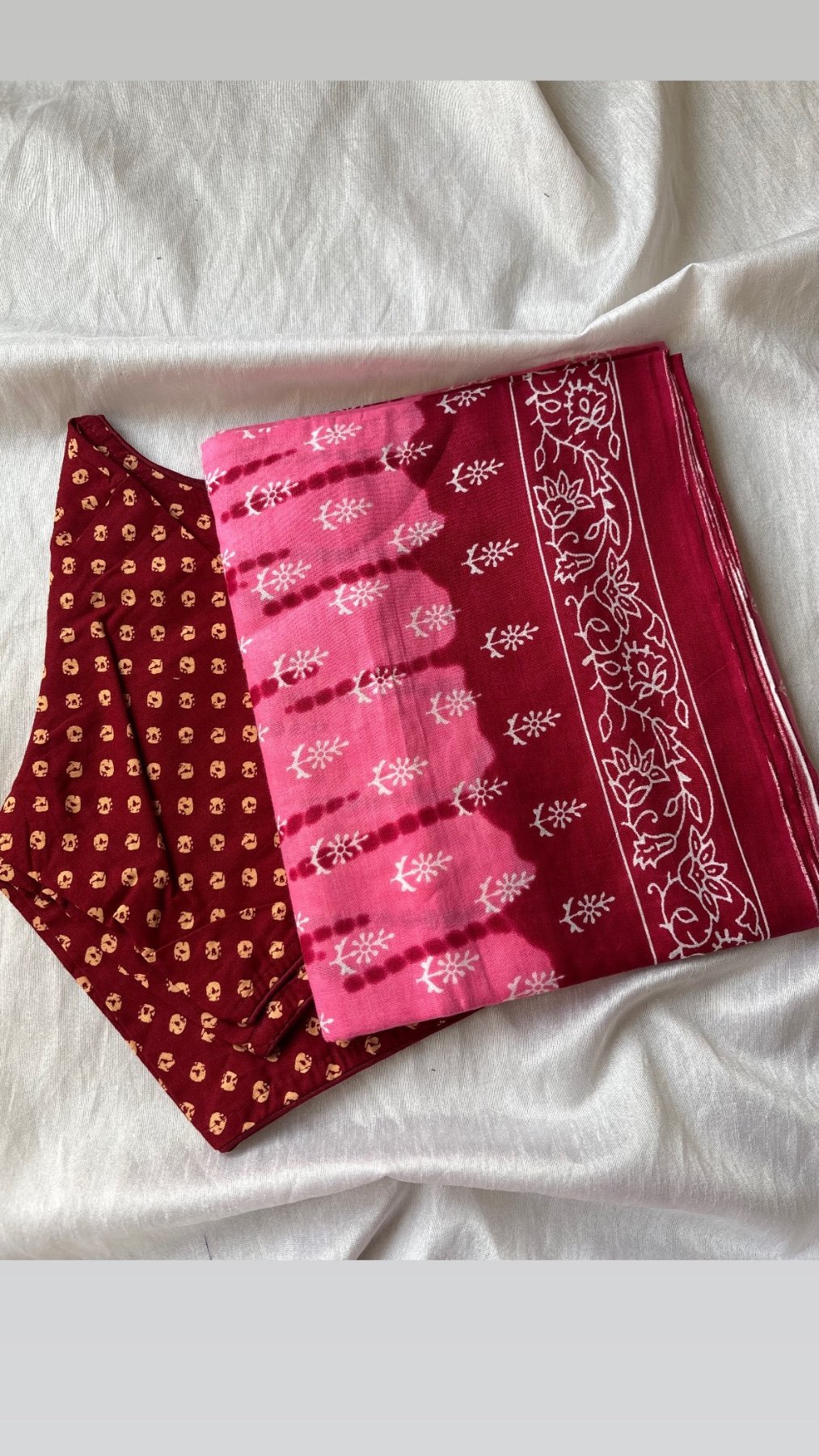 Cotton saree and blouse combo