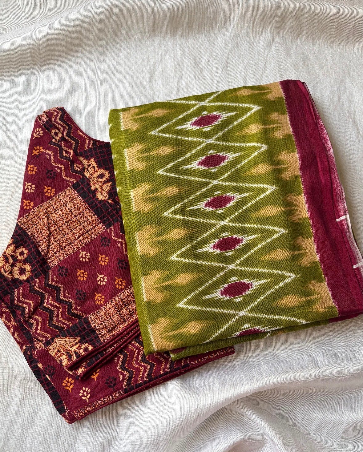 Cotton saree and blouse combo