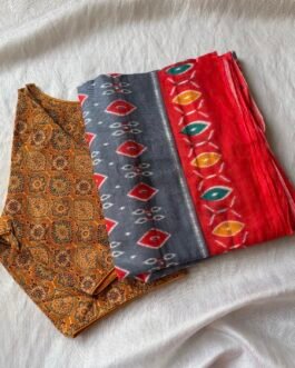 Cotton saree and blouse combo