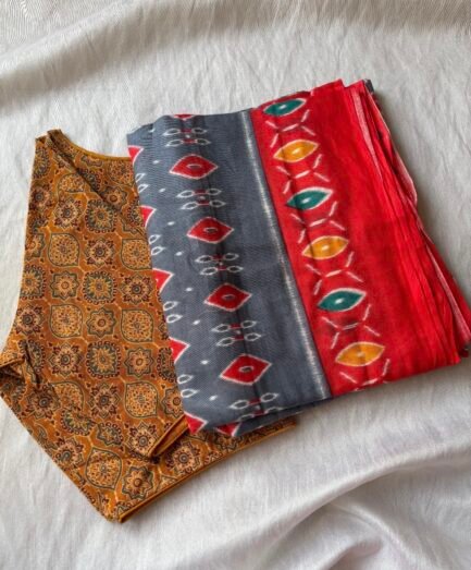 Cotton saree and blouse combo